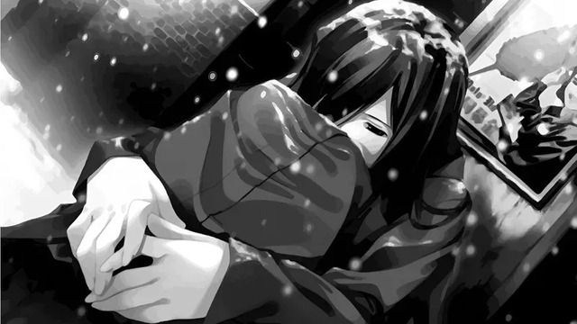 avatar anime đen trắng buồn