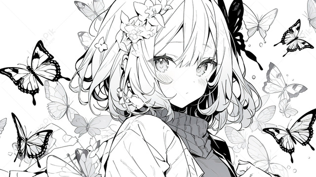 avatar anime đen trắng đẹp lãng mạn