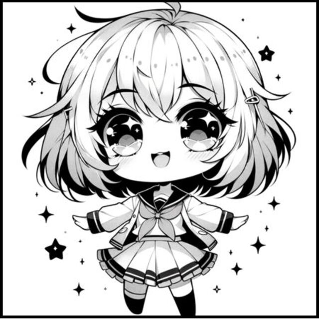 avatar anime đen trắng chibi đáng yêu