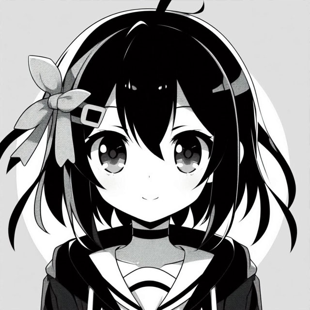 avatar anime đen trắng nữ
