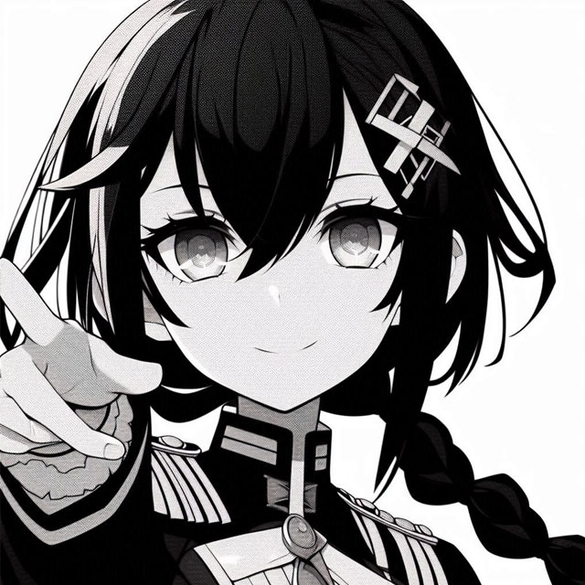 avatar anime đen trắng nữ