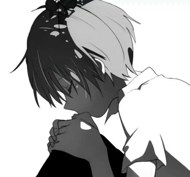avatar anime đen trắng buồn