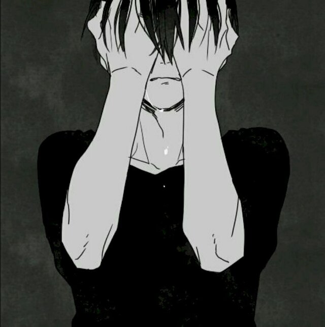 avatar anime đen trắng buồn