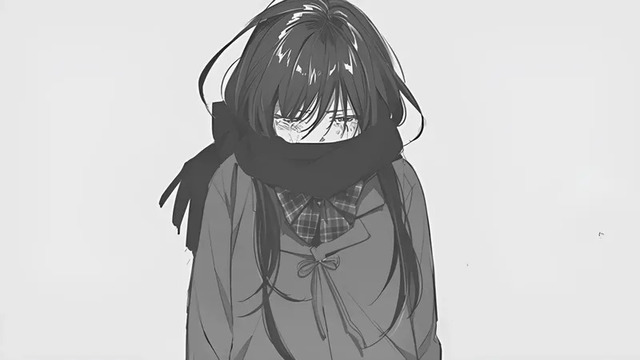 avatar anime đen trắng buồn