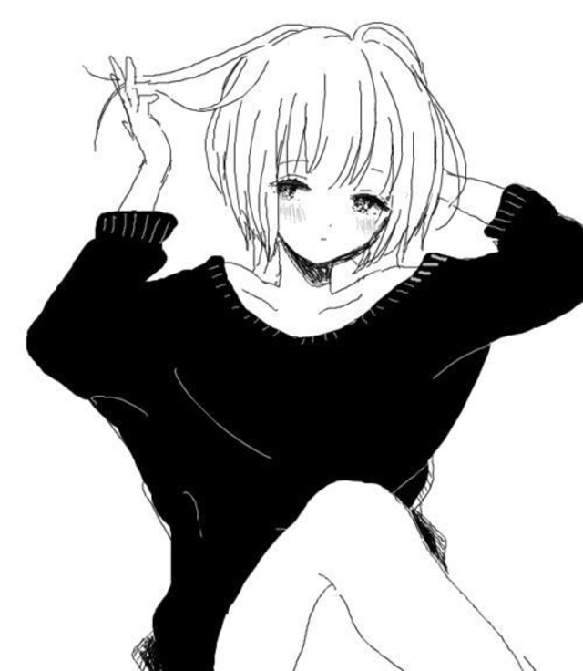 avatar anime đen trắng nữ