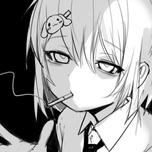 avatar anime đen trắng nữ