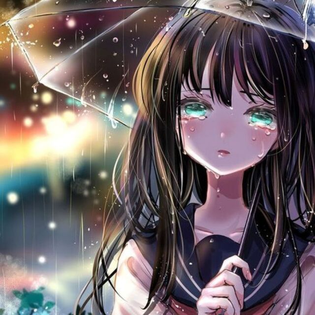 Ảnh anime khóc thầm dưới mưa