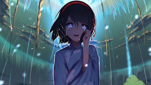 Ảnh anime khóc thầm dưới mưa