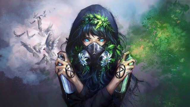 Hình ảnh nữ che mặt anime
