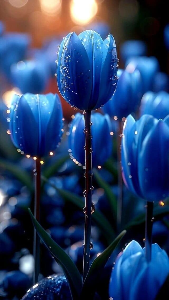 hình nền hoa tulip xanh dương