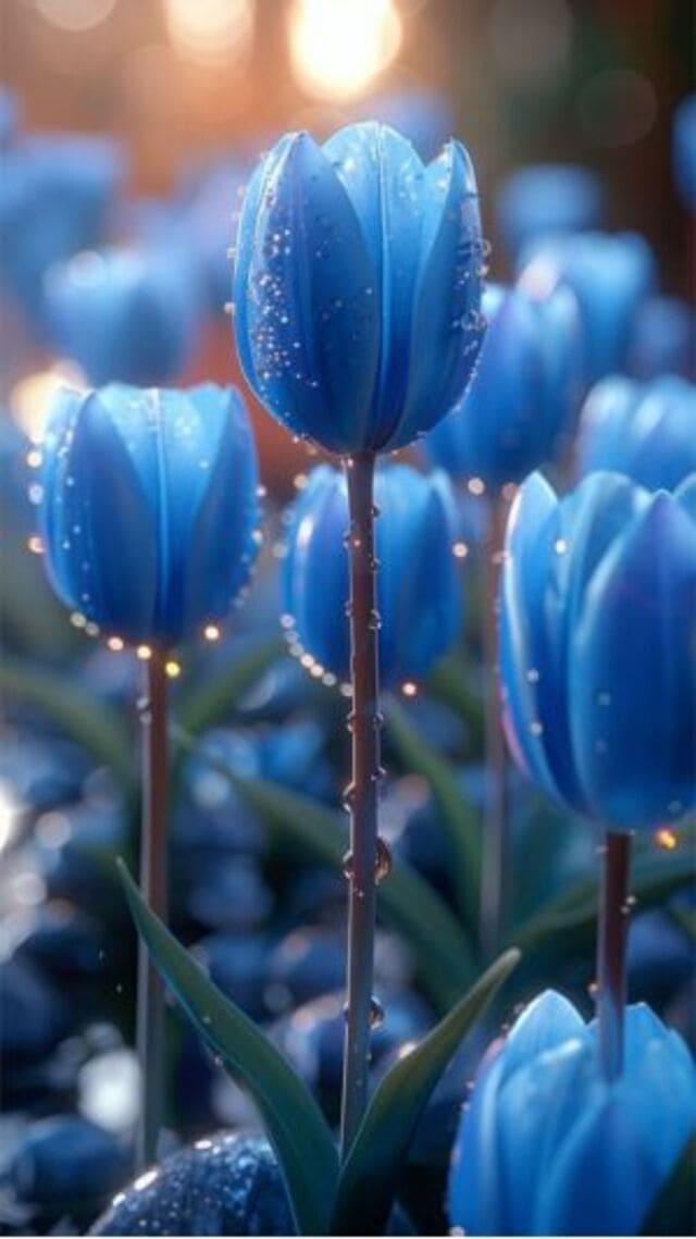 hình nền hoa tulip xanh dương